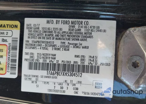 2017 Ford Mustang Gt Premium z USA, uszkodzony, nr VIN 1FA6P8CFXH5304512